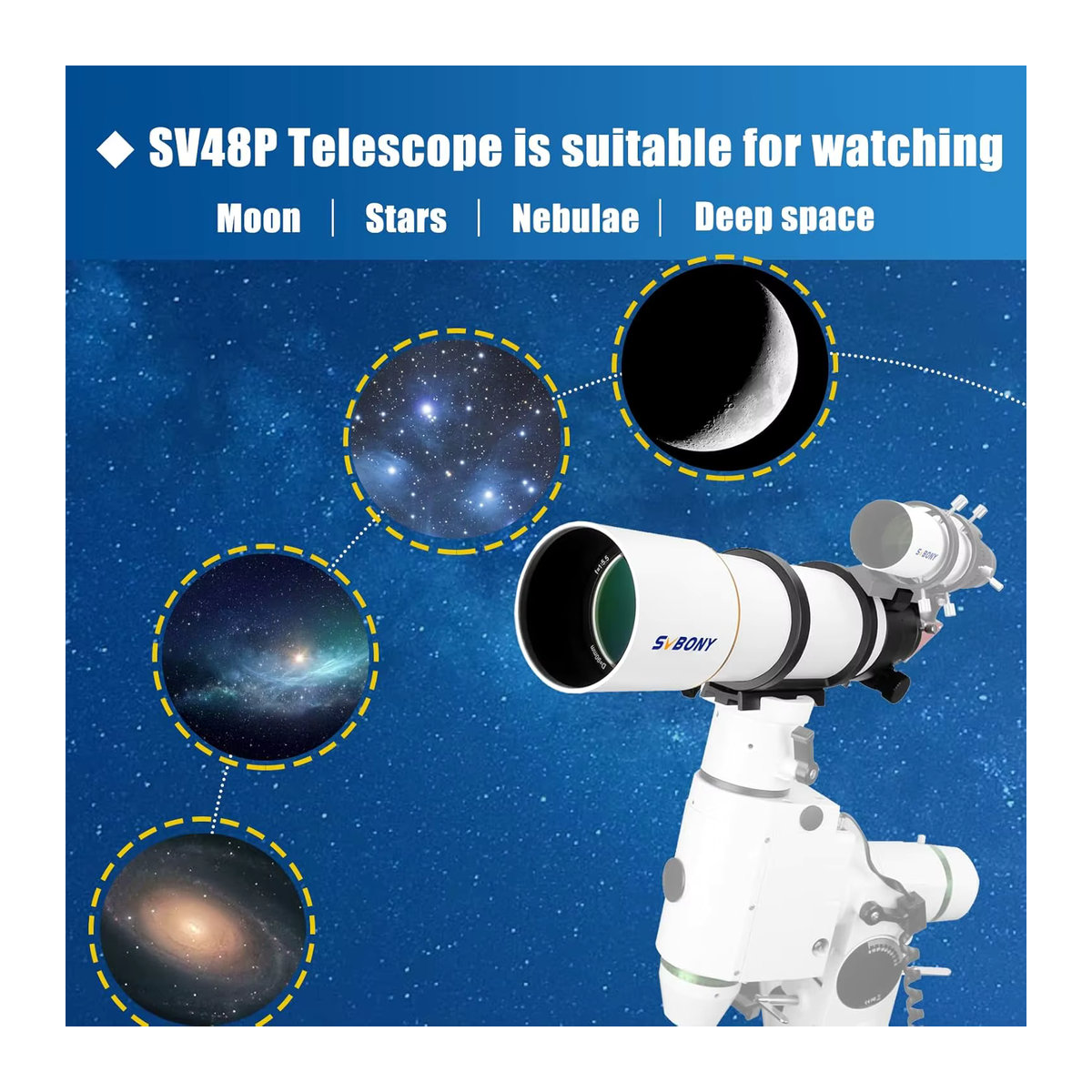 Svbony SV48P Astronomisches Teleskop Refraktor mit 90/102mm Apertur und Dual-Speed-Fokussierer für Deep-Sky-Astrofotografie - Bild 4