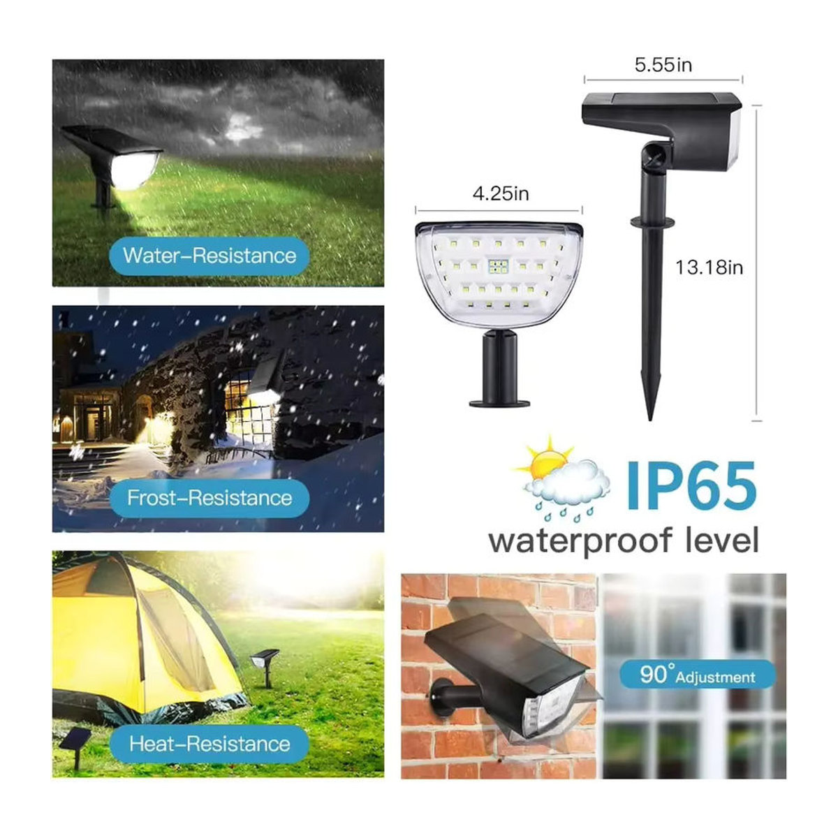 Swiatla Solar-Landschaftsstrahler mit 32 LEDs, moderne Wandleuchte in Schwarz, IP65 wasserdicht für Garten und Außenbereich - Bild 2