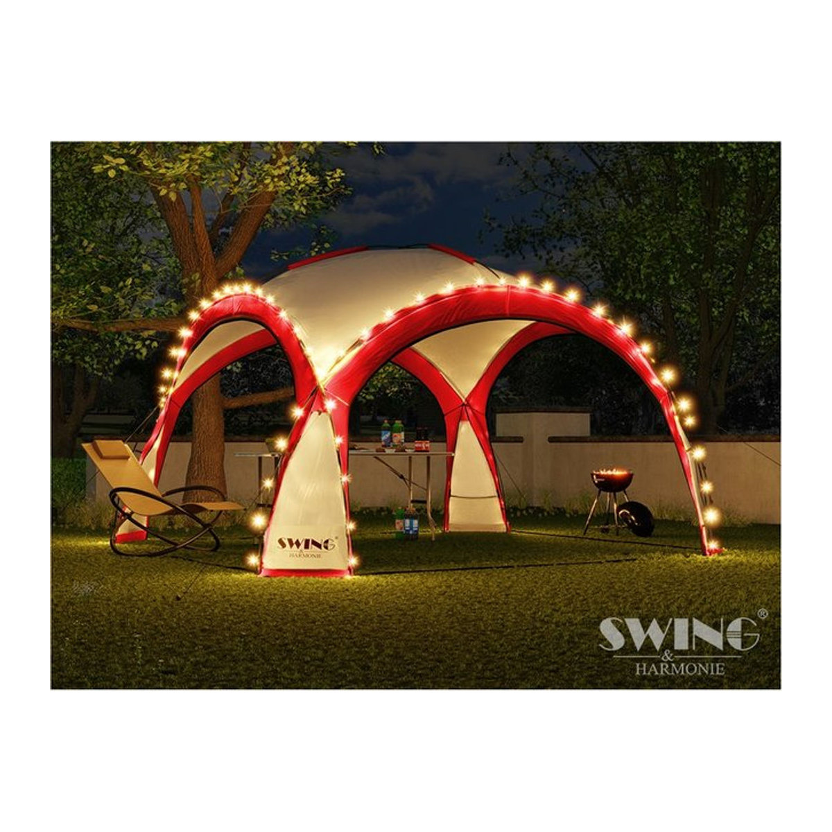 Swing&Harmonie LED Event Pavillon DomeShelter mit Solarmodul und Beleuchtung B/T: 3,6 x 3,6 m - Bild 1