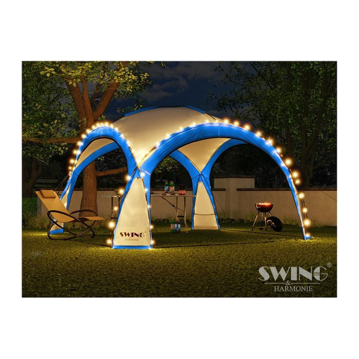 Swing&Harmonie LED Event Pavillon DomeShelter mit Solarmodul und Beleuchtung, Blau, B/T: 360 x 360 cm - Bild 1