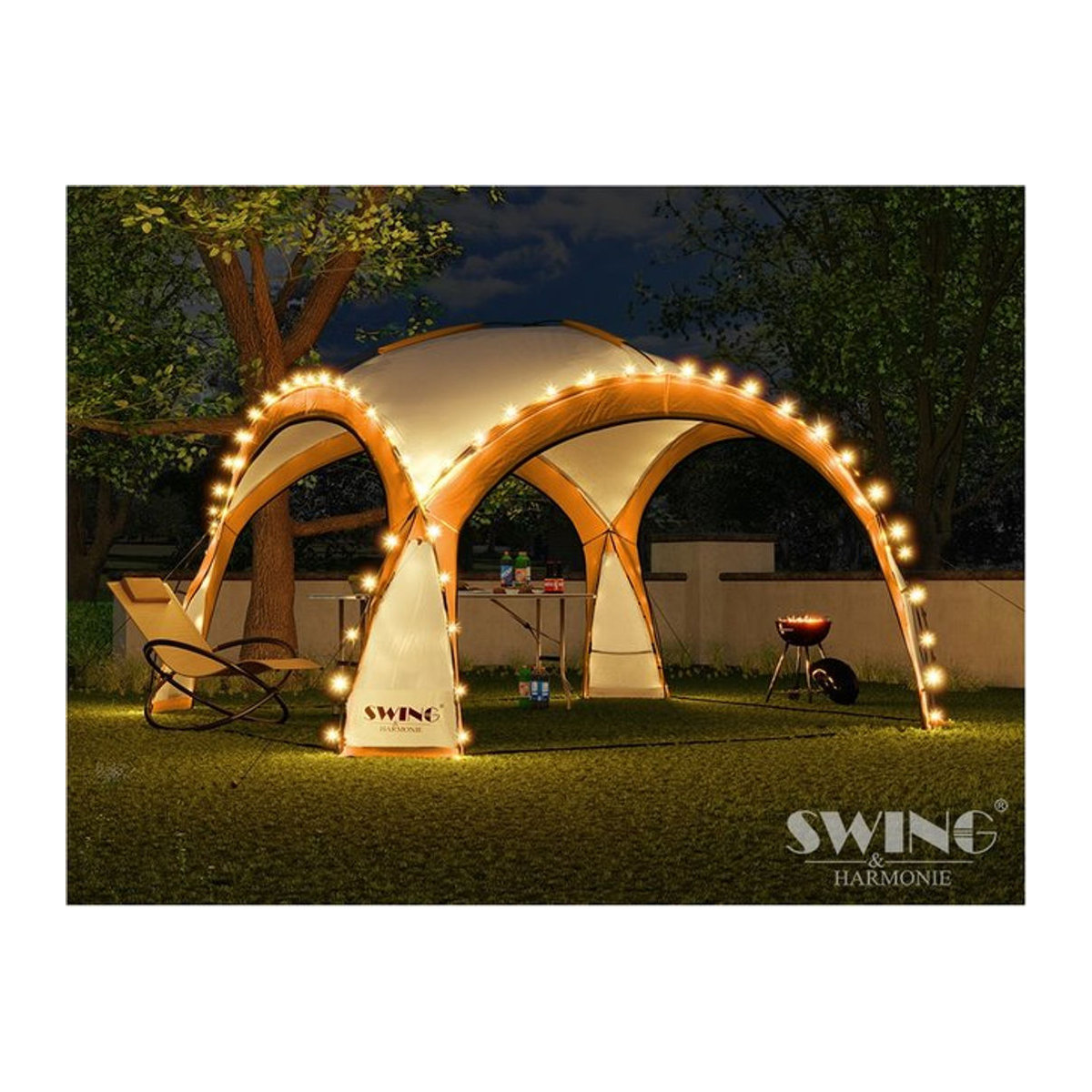Swing&Harmonie LED Event Pavillon DomeShelter mit Solarmodul und Beleuchtung, Weiß, B/T: 360 x 360 cm - Bild 1