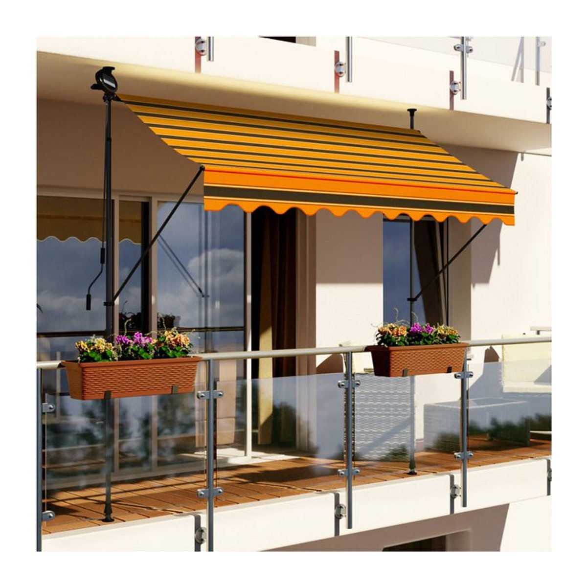 Swing&Harmonie LED Klemmmarkise mit Solarmodul und Beleuchtung in Gelb - Bild 1