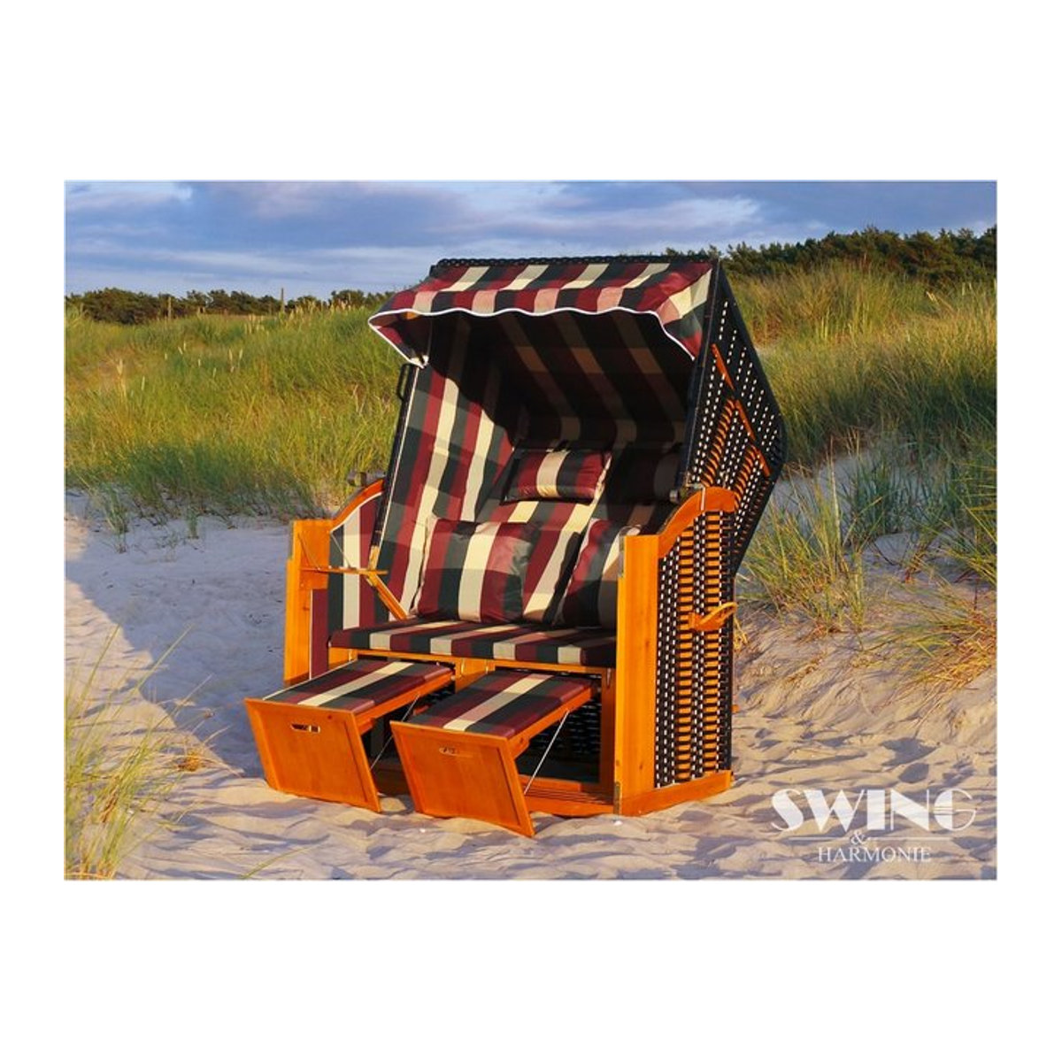 Swing&Harmonie LED Strandkorb XXL Volllieger aus Polyrattan mit Abdeckcover, Breite: 118 cm - Bild 1