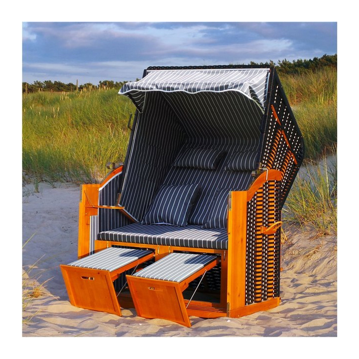 Swing&Harmonie LED Strandkorb XXL Volllieger aus Polyrattan mit Abdeckcover in verschiedenen Farben - Bild 1