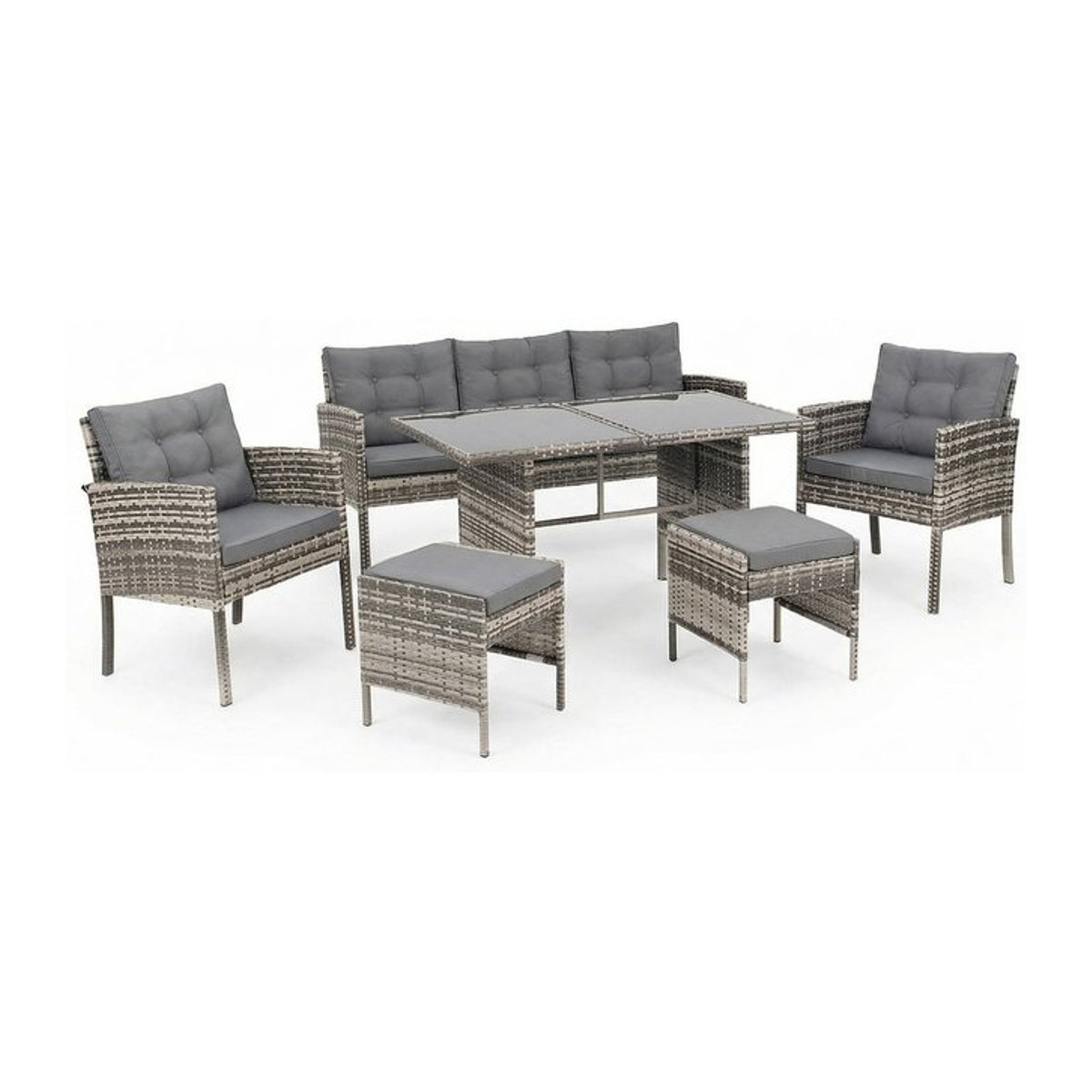 Swing&Harmonie Sydney Polyrattan Sitzgruppe mit Esstisch in Grau - Bild 1