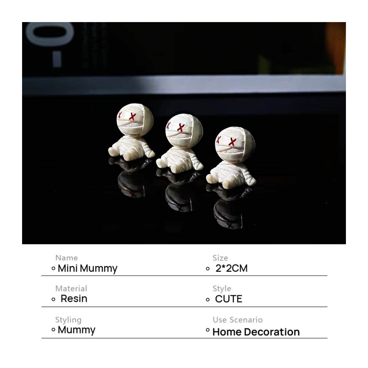 Syxing Mini-Mumienfiguren aus Kunstharz in Beige als Halloween-Dekoration für dein Zuhause oder Büro (3 bis 5 Stück) - Bild 3