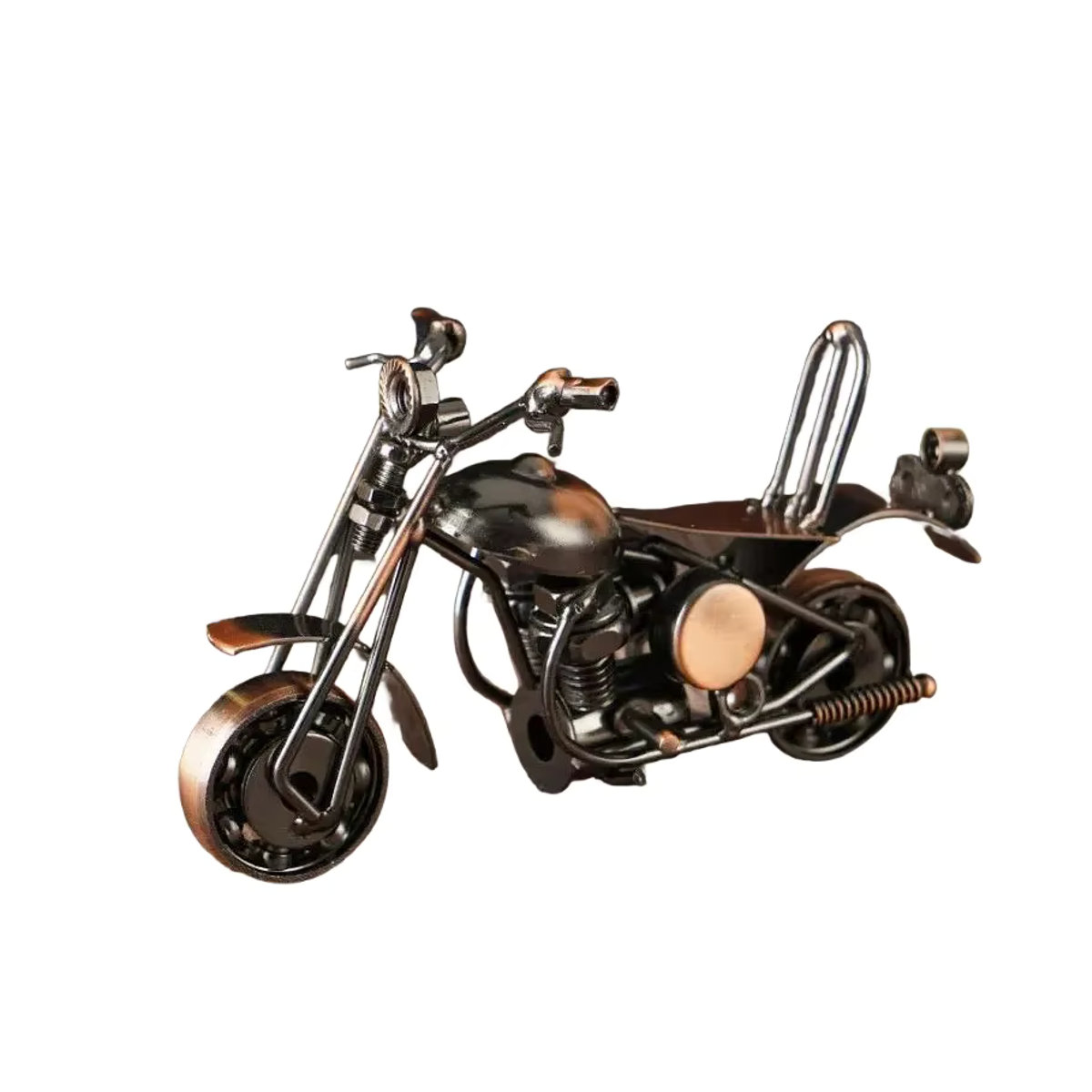 Syxing Vintage Motorrad Skulptur aus Metall in Silber als handgemachtes Retro Modell für dein Zuhause und Büro - Bild 4