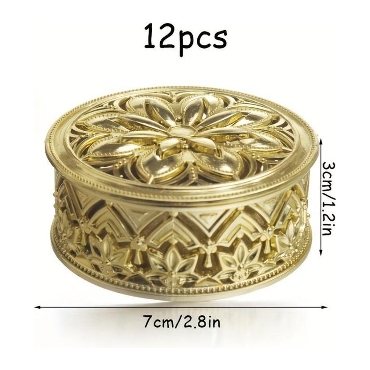 SZ-Damai 12er Set Goldene Süßigkeitenboxen aus Metall und Kunststoff mit floralem Design für Hochzeit und Geburtstag - Bild 1