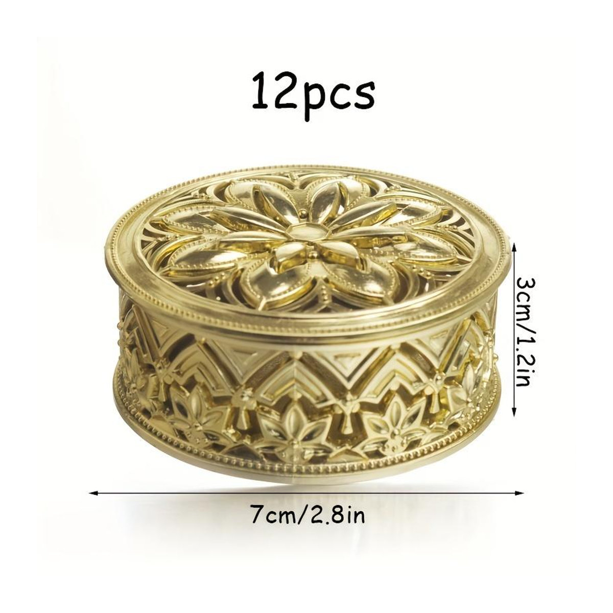 SZ-Damai 12er Set Goldene Süßigkeitenboxen aus Metall und Kunststoff mit floralem Design für Hochzeit und Geburtstag - Bild 3