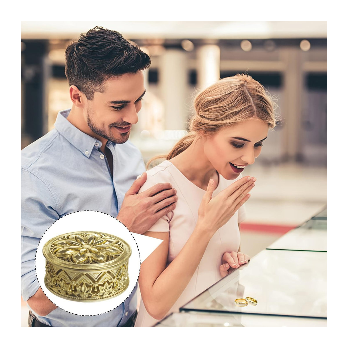 SZ-Damai 12er Set Goldene Süßigkeitenboxen aus Metall und Kunststoff mit floralem Design für Hochzeit und Geburtstag - Bild 4