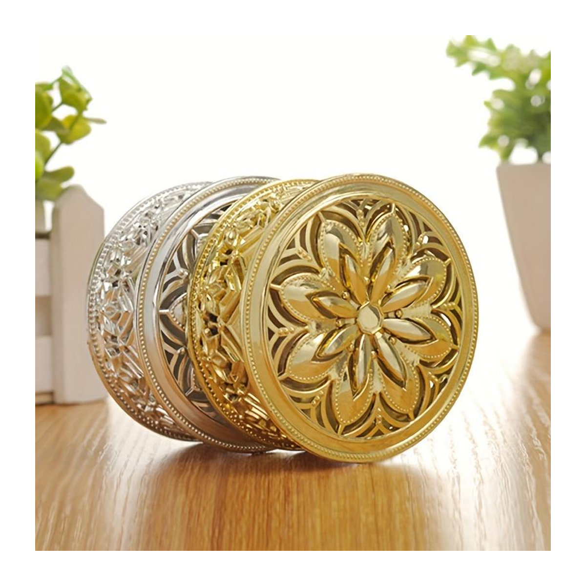 SZ-Damai 12er Set Goldene Süßigkeitenboxen aus Metall und Kunststoff mit floralem Design für Hochzeit und Geburtstag - Bild 6