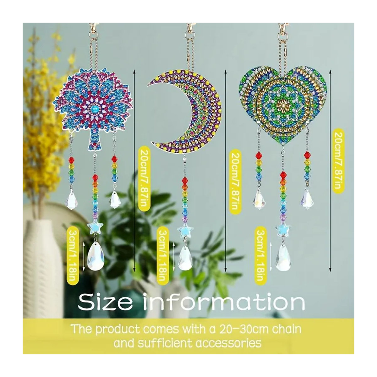SZ-Damai DIY Mond und Sonne Diamantmalerei Windspiel Set, Bohemian Aesthetic Fensterdekoration zum Aufhängen, mehrfarbig - Bild 2