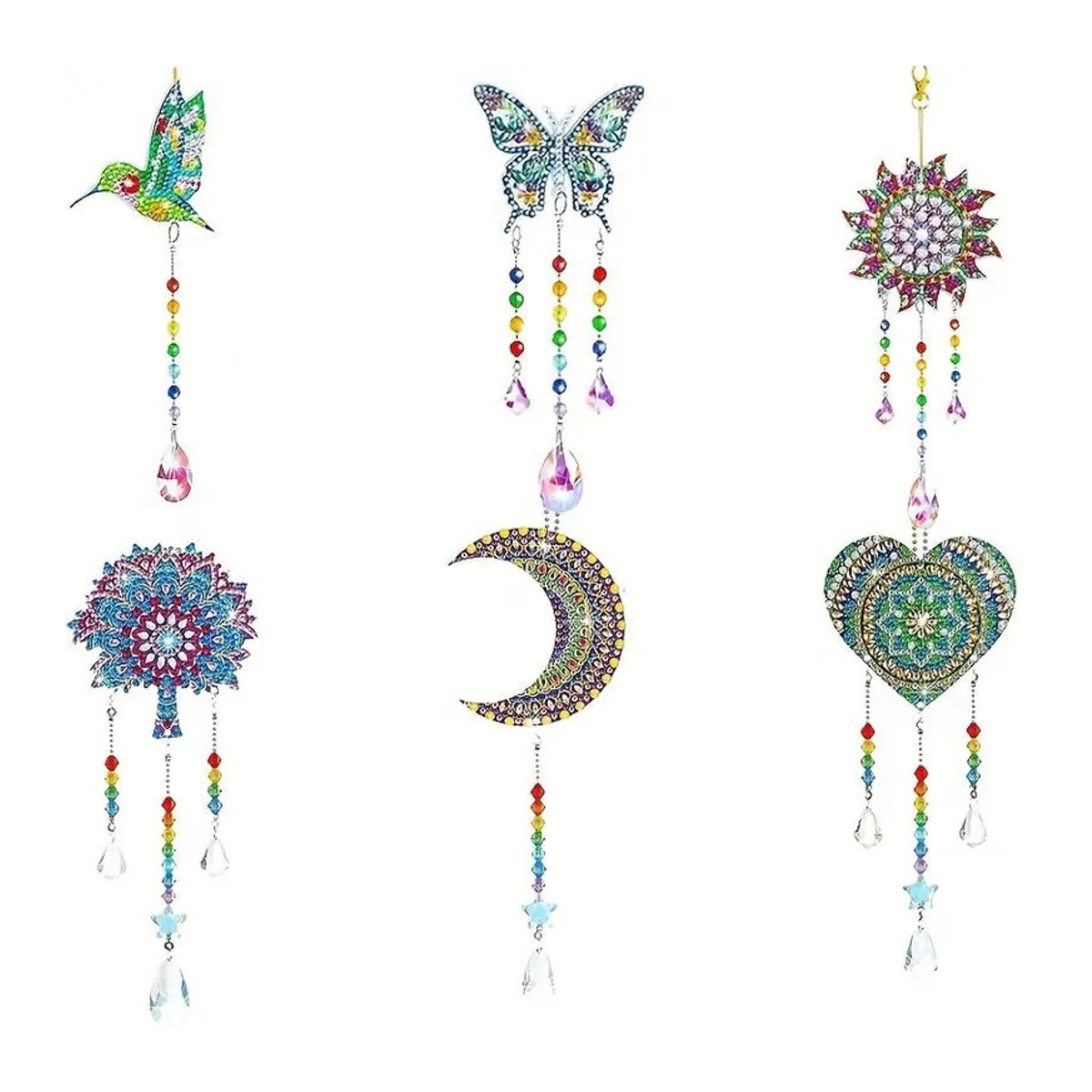 SZ-Damai DIY Mond und Sonne Diamantmalerei Windspiel Set, Bohemian Aesthetic Fensterdekoration zum Aufhängen, mehrfarbig - Bild 3