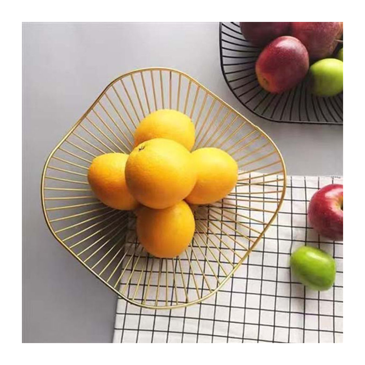 SZ-Damai Obstteller aus Metall in Gold, geometrische Aufbewahrungsschale für Obst und Snacks, modernes Design für dein Wohnzimmer, B: 27,5 cm, T: 27 cm, H: 11,2 cm - Bild 6