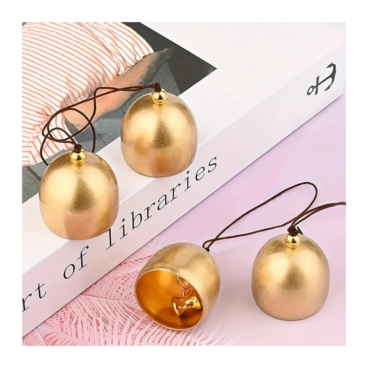 SZ-Damai Weihnachts-Bastelglocken im Vintage-Stil aus Metall, 10 Stück, Gold, rund, hängend - Bild 2