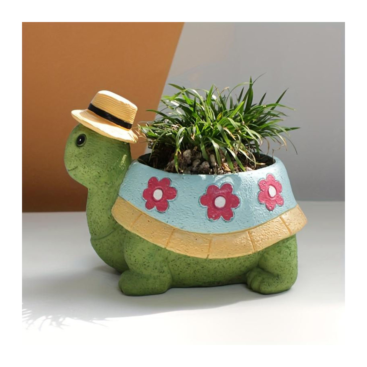 SZ-JZQ Schildkröten-Blumentopf aus Kunstharz in Grün für Sukkulenten und Dekoration - Bild 2