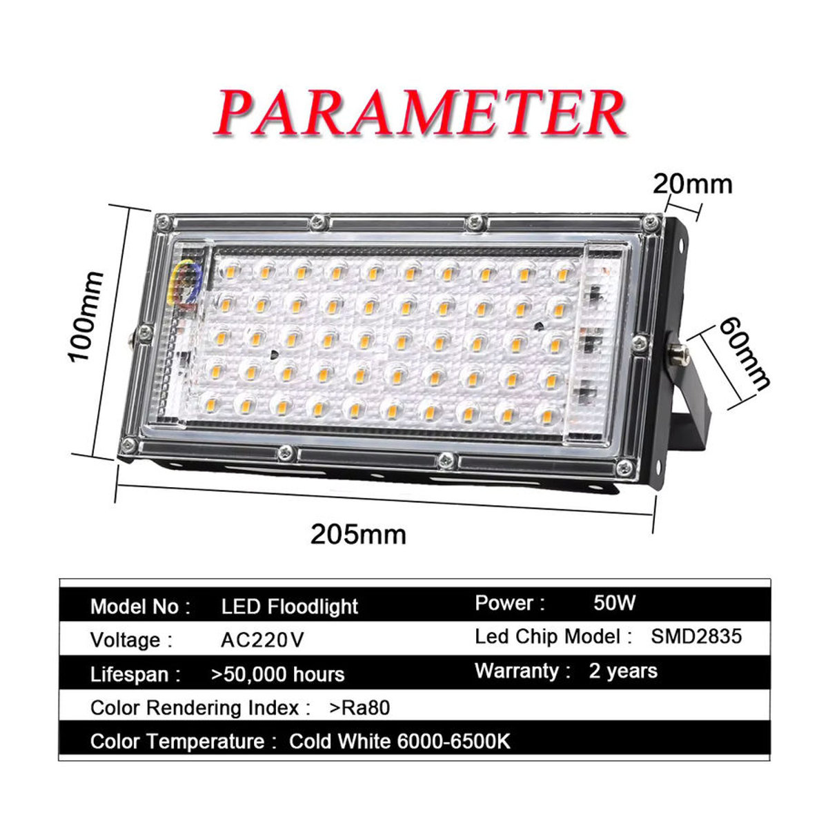 Szaoju 50W LED Außenflutlicht IP65 Wasserdicht aus Aluminium in Weiß oder Schwarz - Bild 4