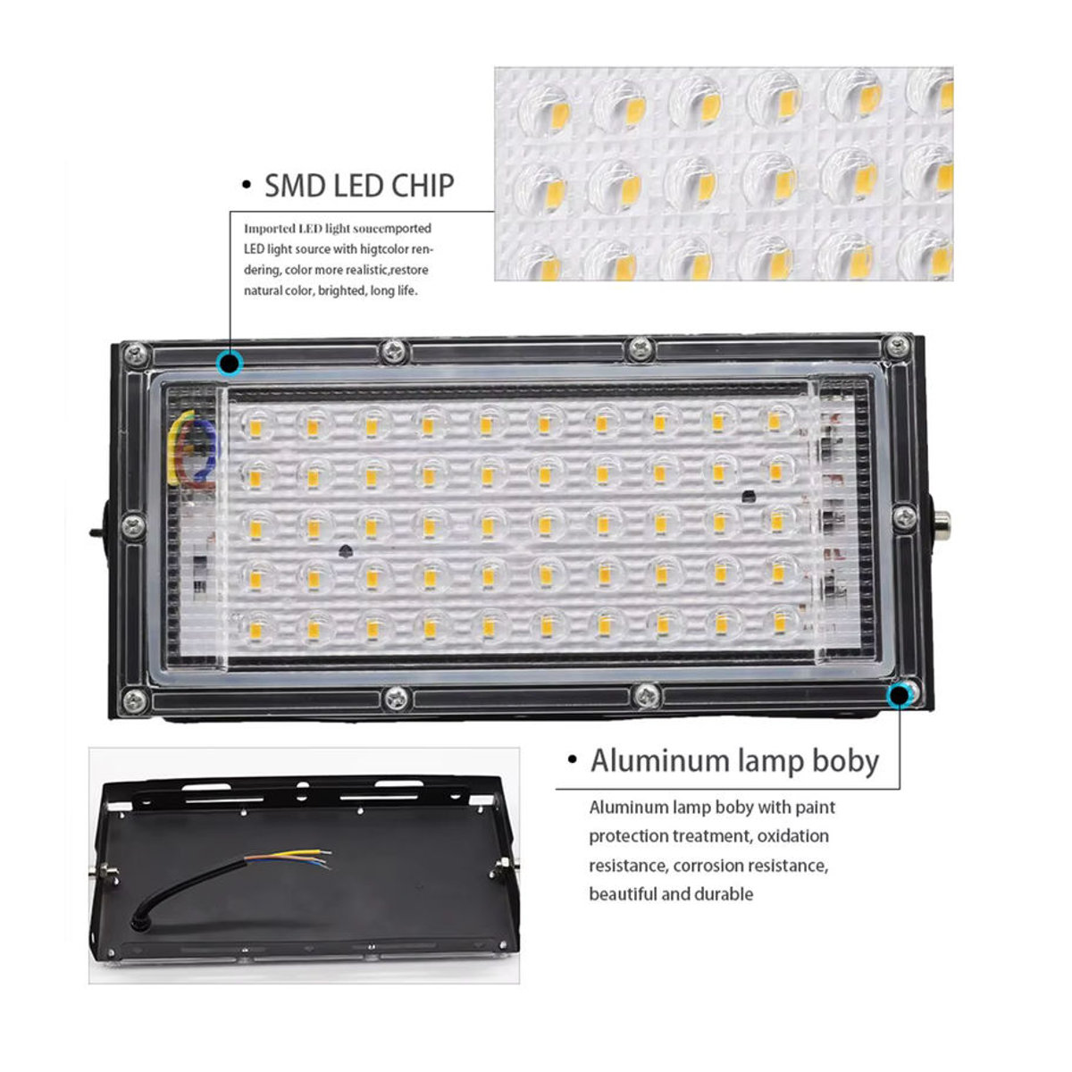 Szaoju 50W LED Außenflutlicht IP65 Wasserdicht aus Aluminium in Weiß oder Schwarz - Bild 6