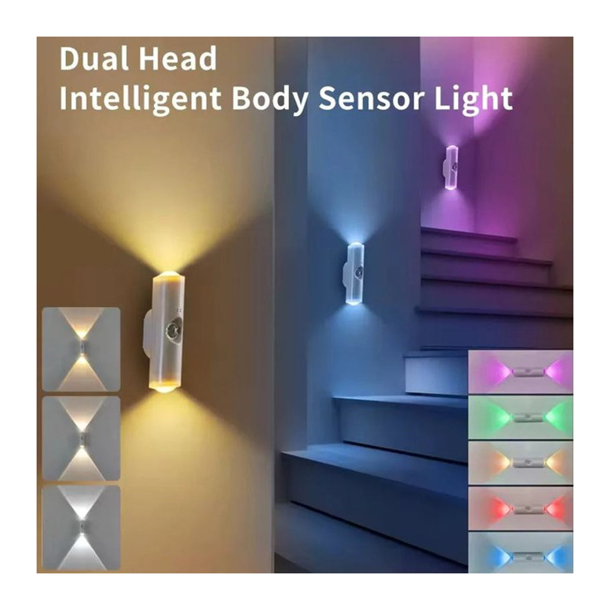 Szaoju Smart LED Nachtlicht mit RGB-Gradienten und magnetischem Bewegungsmelder, wiederaufladbare Wandleuchte in Weiß und Bunt für Schlafzimmer, Badezimmer und Schrank - Bild 1