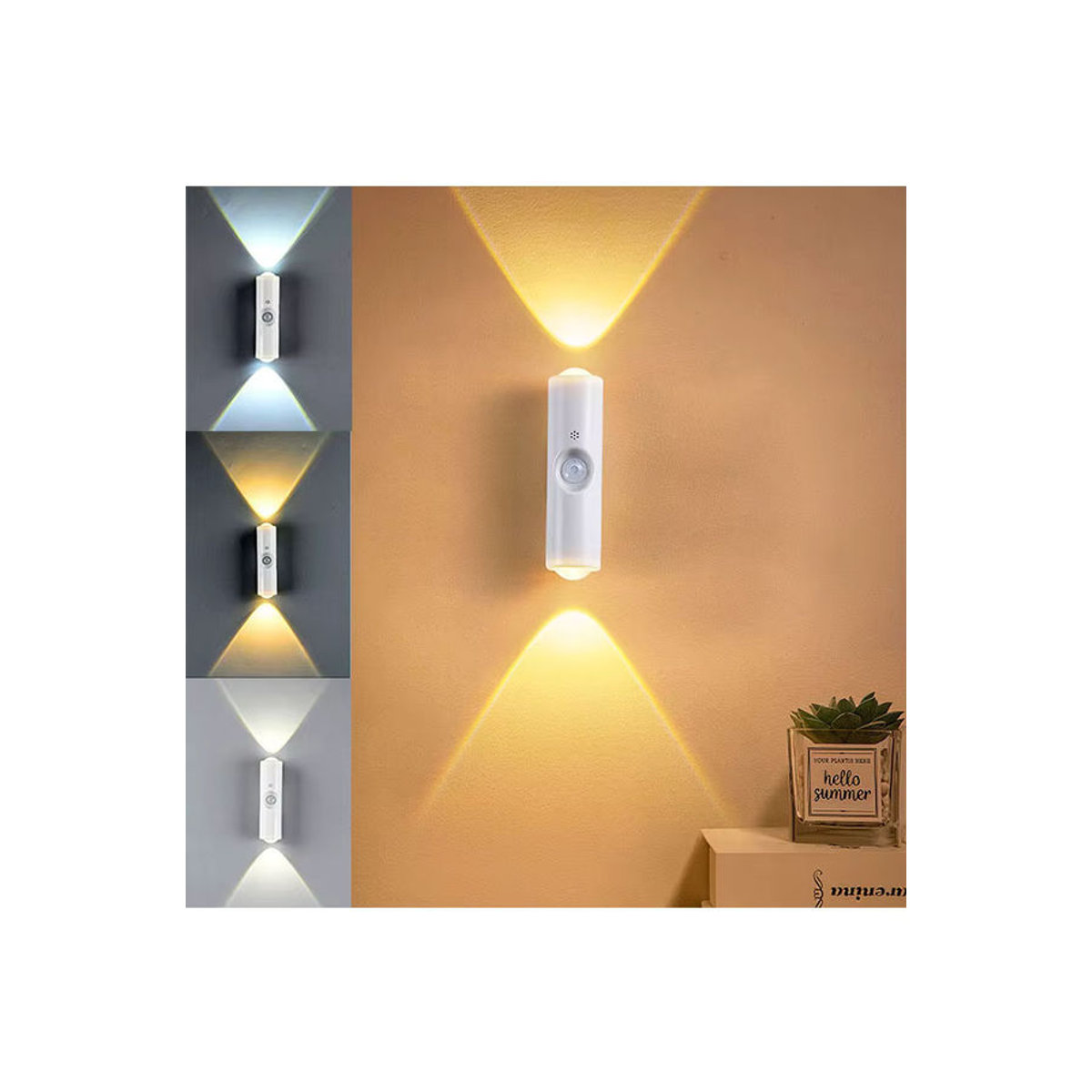 Szaoju Smart LED Nachtlicht mit RGB-Gradienten und magnetischem Bewegungsmelder, wiederaufladbare Wandleuchte in Weiß und Bunt für Schlafzimmer, Badezimmer und Schrank - Bild 6