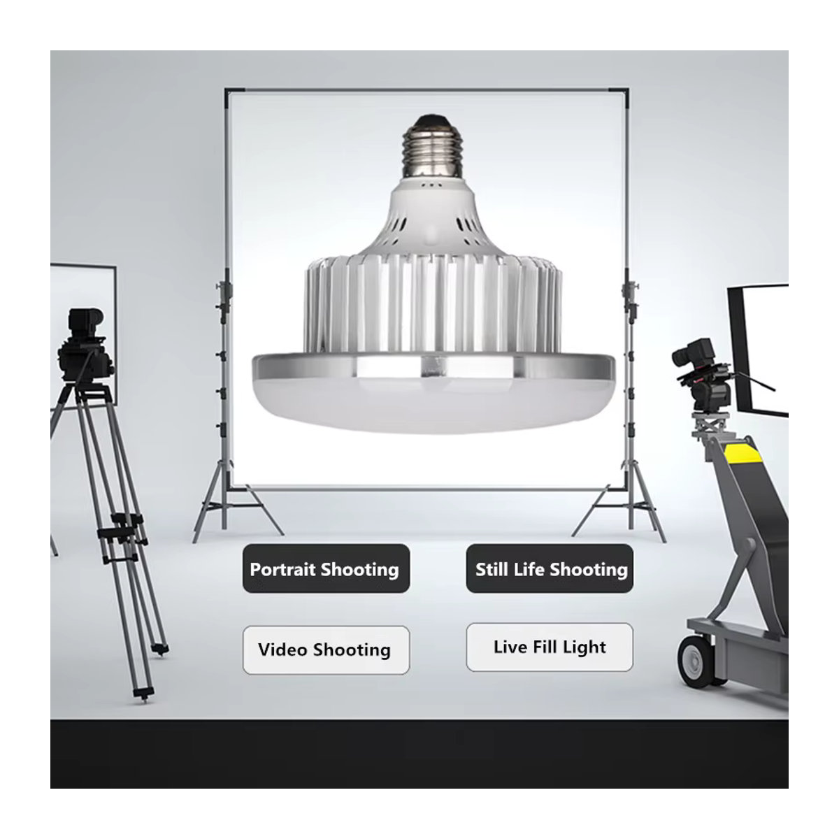 SZKOSTON 65 W LED-Fotobeleuchtung mit E27-Sockel, dimmbare Tageslichtlampe in Kaltweiß mit Fernbedienung für Fotostudio-Softboxen - Bild 3