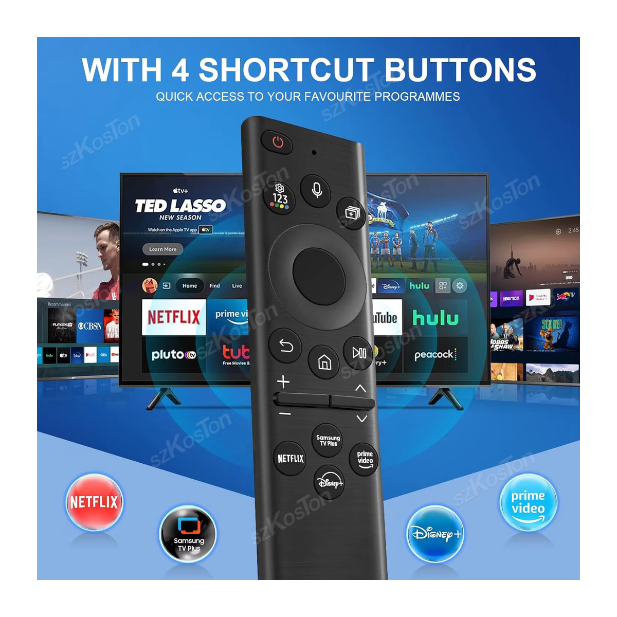 SZKOSTON Ersatz-Sprachfernbedienung BN59-01385A für Samsung Smart TVs, Solar-Ladefernbedienung für Samsung 4K 8K QLED, Schwarz - Bild 3