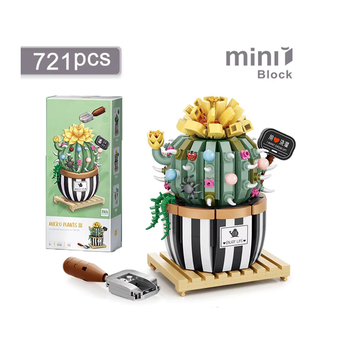 Szxhf Kreative Bausteine Sukkulenten Kaktus 3D Modell Mini Bonsai Simulation Grüne Pflanze aus Kunststoff für Kinder und zur Dekoration - Bild 2