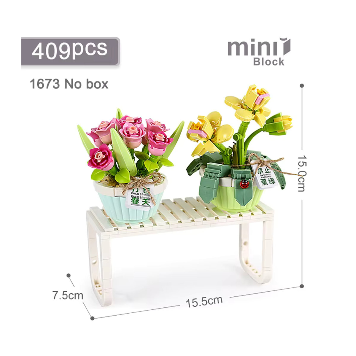 Szxhf Mini-Bausteine DIY-Blumenstrauß als Topfpflanzenmodell aus Kunststoff, mehrfarbig - Bild 2
