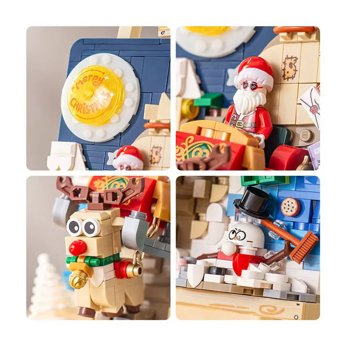 Szxhf Mini Bausteine Weihnachten Schlitten Staffelei Modell DIY Puzzle aus Kunststoff, mehrfarbig - Bild 4