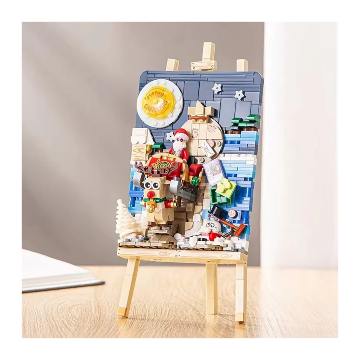 Szxhf Mini Bausteine Weihnachten Schlitten Staffelei Modell DIY Puzzle aus Kunststoff, mehrfarbig - Bild 6