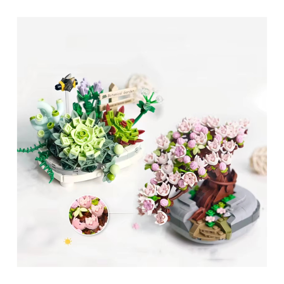 Szxhf Mini Bouquet Bausteine Blumen Sukkulenten und Kirschblüte Bonsai 3D Modell aus Kunststoff, mehrfarbig, Spielzeug für Kinder - Bild 5