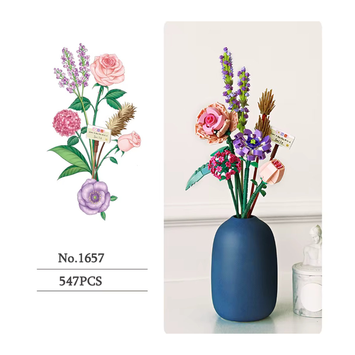 Szxhf Mini Rose Bausteine DIY Blumen Bouquet aus Kunststoff, mehrfarbig, pädagogisches Spielzeug für Kinder - Bild 3