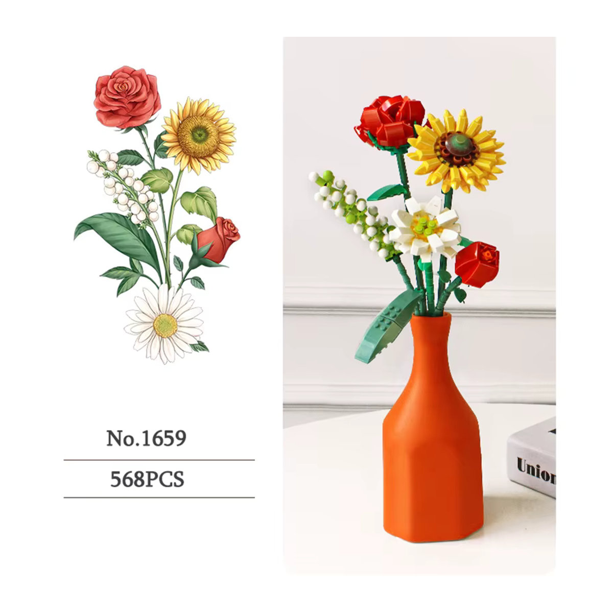 Szxhf Mini Rose Bausteine DIY Blumen Bouquet aus Kunststoff, mehrfarbig, pädagogisches Spielzeug für Kinder - Bild 5