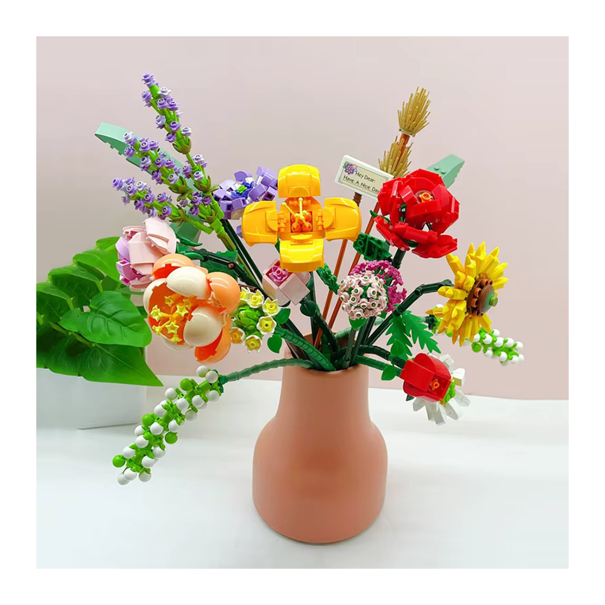 Szxhf Mini Rose Bausteine DIY Blumen Bouquet aus Kunststoff, mehrfarbig, pädagogisches Spielzeug für Kinder - Bild 6