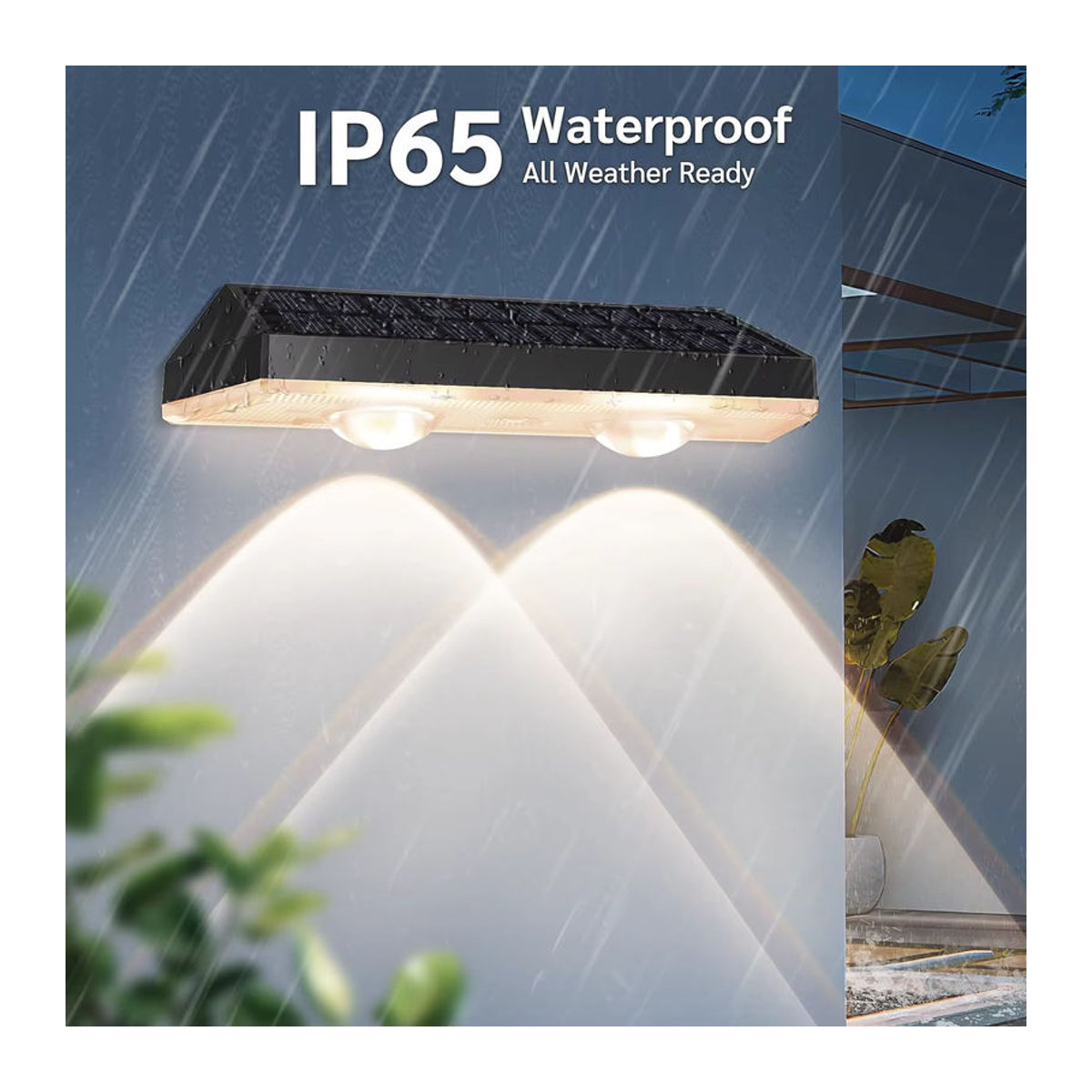 T-SUNRISE 2er Set Solar Zaunleuchten mit RGB und warmweißem LED Licht, IP65 wasserdichte Außenwandleuchten für moderne Dekoration, Bunt - Bild 2