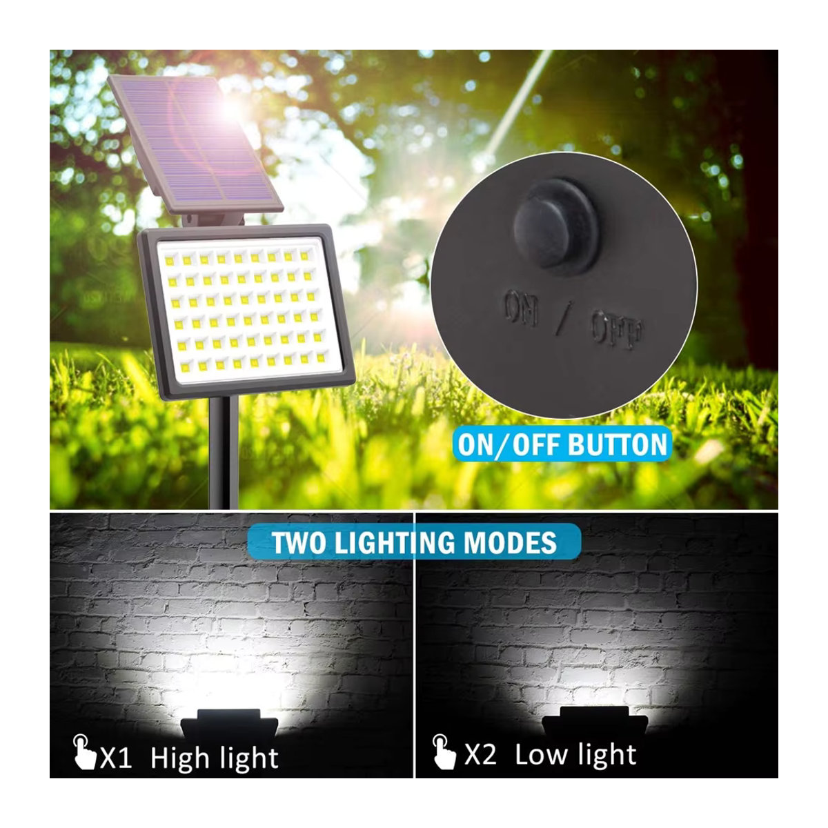 T-SUNRISE Moderne Solar Wandleuchte mit 54 LED in Schwarz, Wasserdichte Solar Gartenleuchte für den Außenbereich - Bild 2