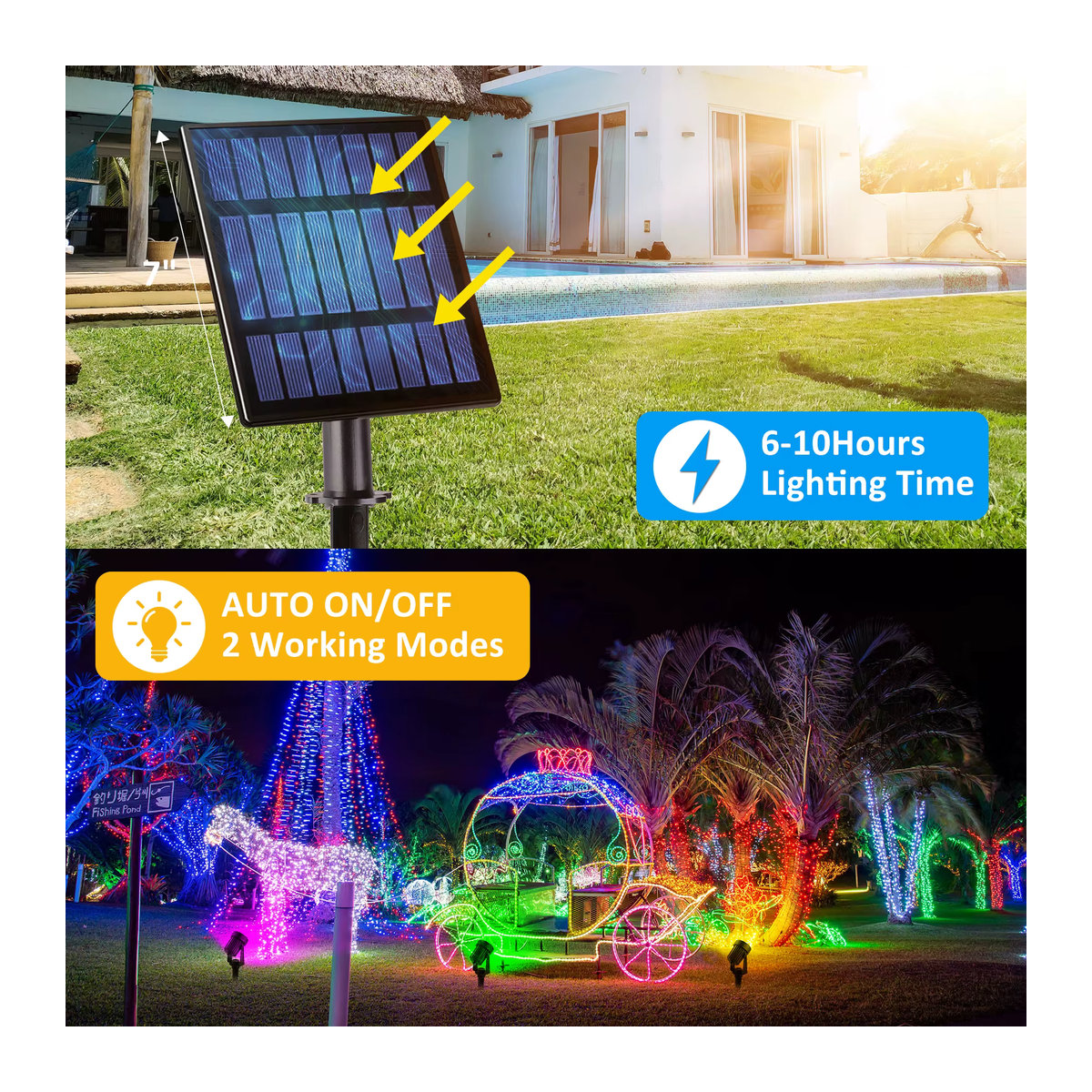 T-SUNRISE RGB LED Solar Außenstrahler IP65 Wasserdicht Bunt - Bild 5