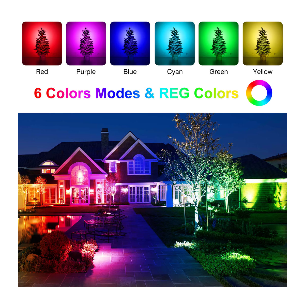 T-SUNRISE RGB LED Solar Außenstrahler IP65 Wasserdicht Bunt - Bild 6