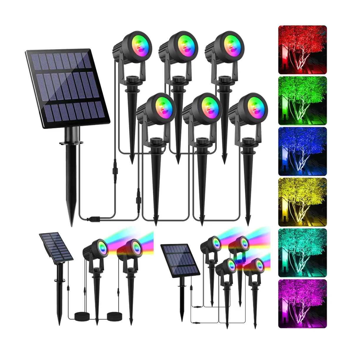 T-SUNRISE RGB LED Solar Außenstrahler IP65 Wasserdicht Bunt - Bild 7