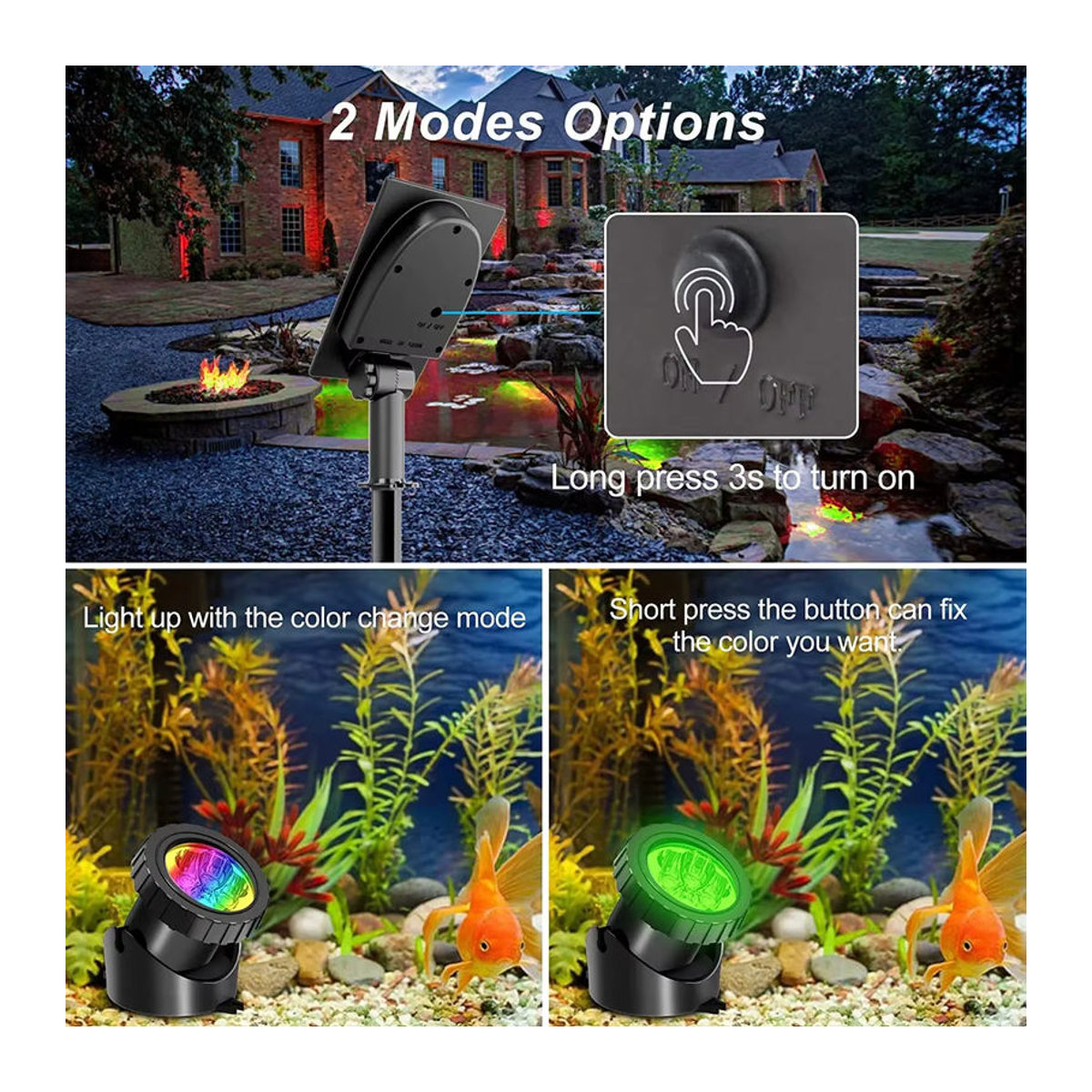 T-SUNRISE RGB LED Solarleuchte IP68 wasserdichte Solar-Gartenbeleuchtung in Bunt für Pool, Garten und Pfad - Bild 2