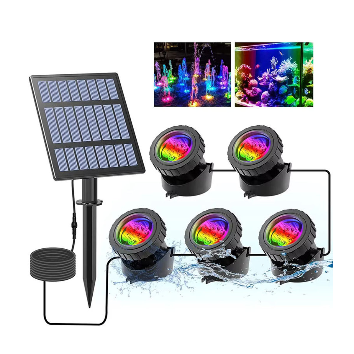 T-SUNRISE RGB LED Solarleuchte IP68 wasserdichte Solar-Gartenbeleuchtung in Bunt für Pool, Garten und Pfad - Bild 7
