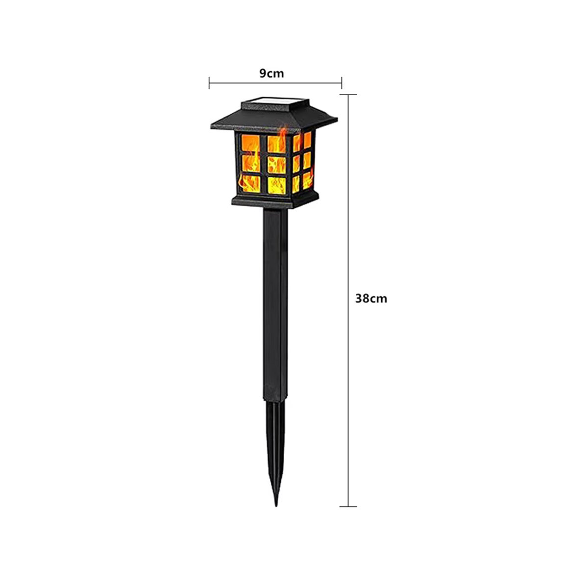 T-SUNRISE Solar Flammen Fackel mit 10 LEDs, Wasserdichte LED Solarleuchte für Garten und Terrasse, Schwarz, Modern - Bild 6