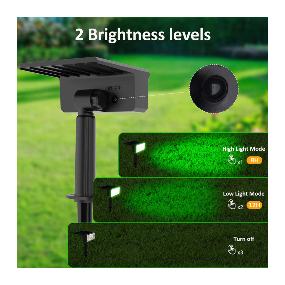 T-SUNRISE Solar Gartenleuchte Set mit 49 LEDs, IP65 wasserdichte Outdoor Wandleuchte, Modernes Design in Grün, Blau oder Bunt - Bild 2