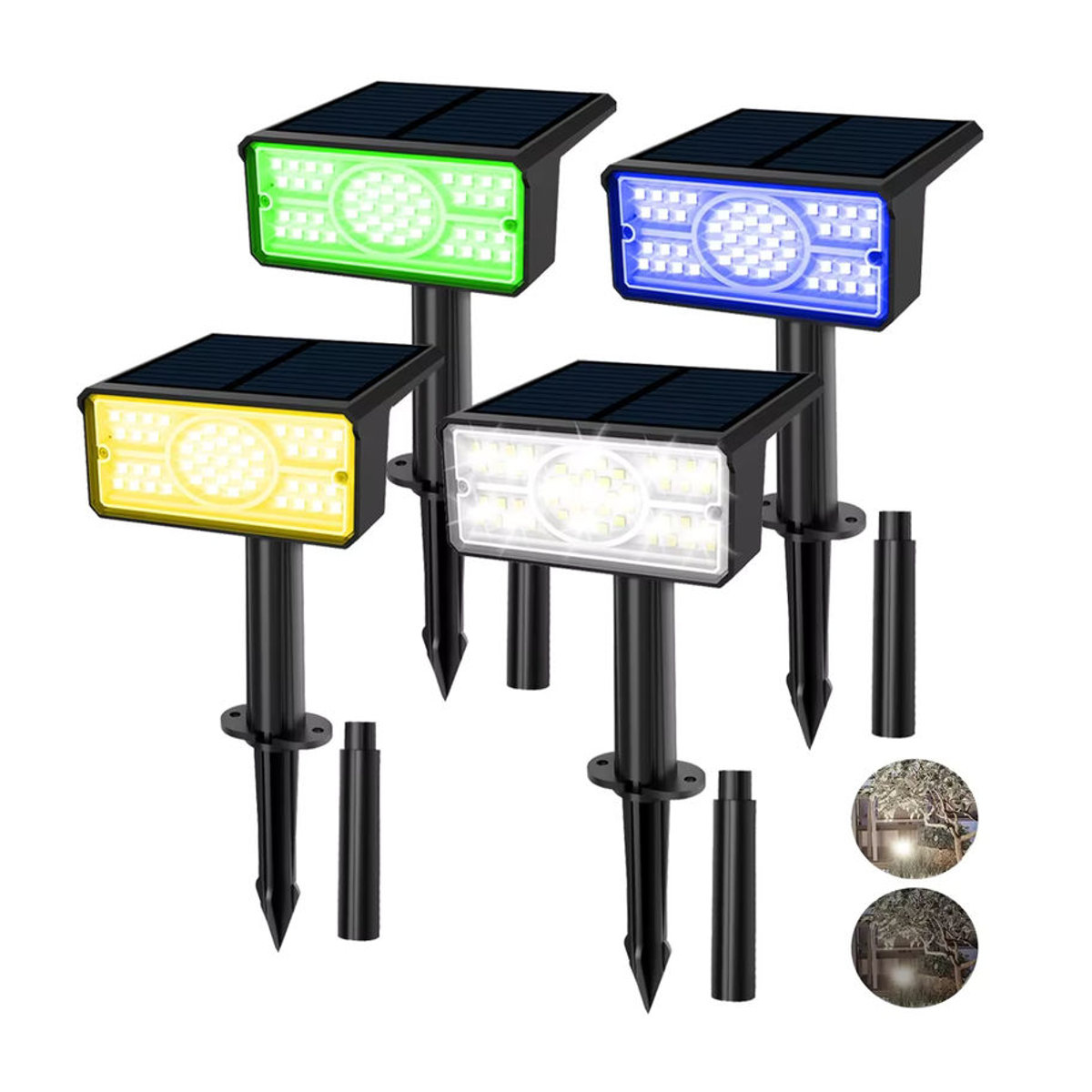 T-SUNRISE Solar Gartenleuchte Set mit 49 LEDs, IP65 wasserdichte Outdoor Wandleuchte, Modernes Design in Grün, Blau oder Bunt - Bild 7