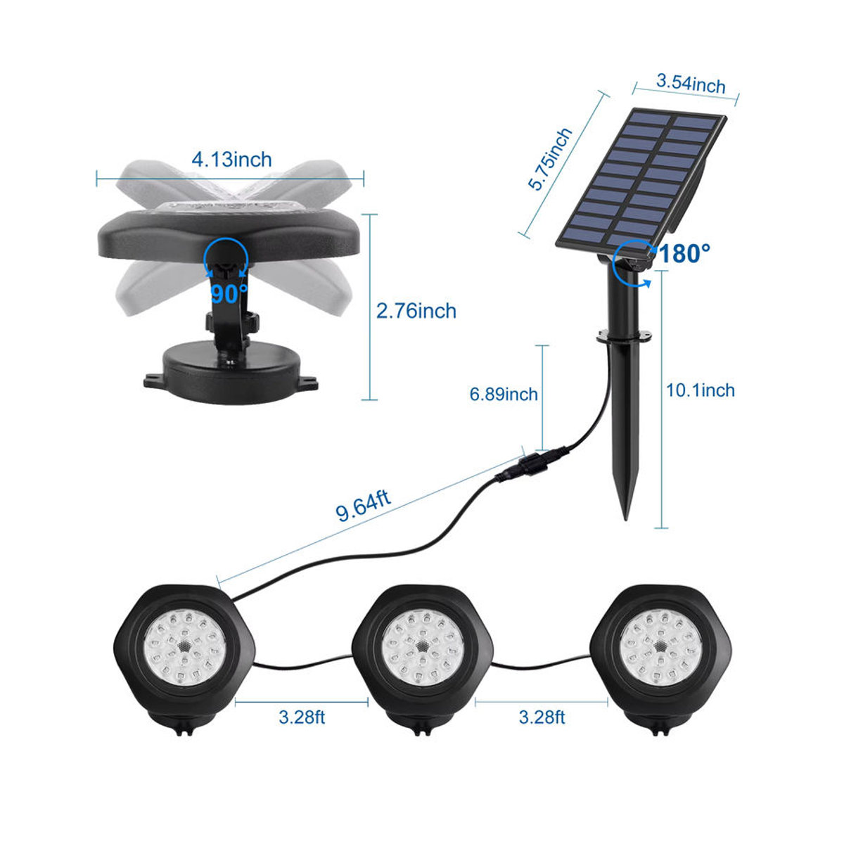 T-SUNRISE Solar LED Unterwasserleuchte für Pool, Teich und Garten in Schwarz - Bild 2