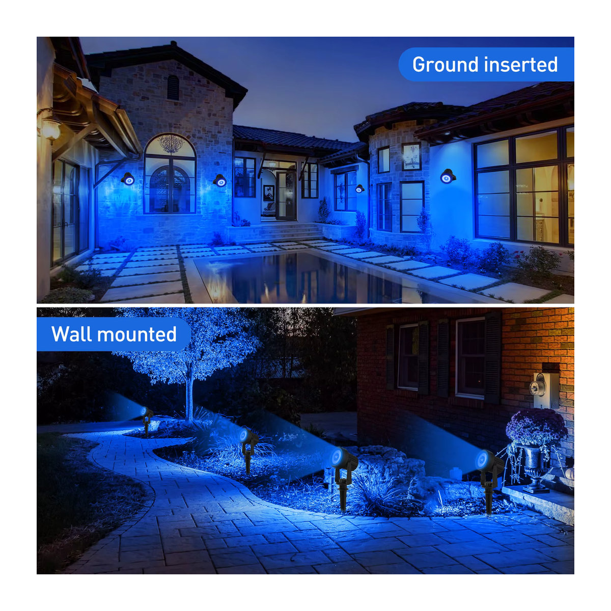 T-SUNRISE Solar-Wandleuchte mit integriertem LED in Blau, IP65 wasserdicht für den Außenbereich - Bild 3