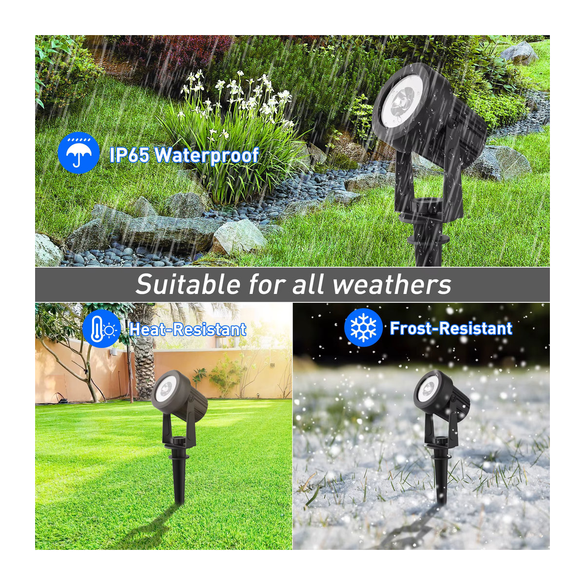 T-SUNRISE Solar-Wandleuchte mit integriertem LED in Blau, IP65 wasserdicht für den Außenbereich - Bild 4