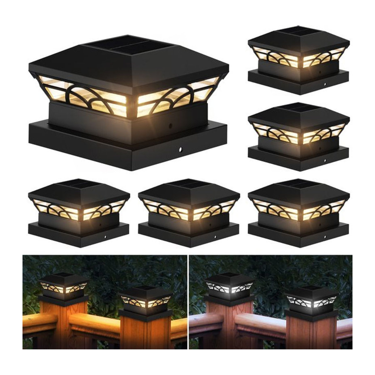 T-SUNRISE Solarleuchte Klassisch Schwarz IP65 LED Außenlampe für Garten Zaun und Terrasse - Bild 1