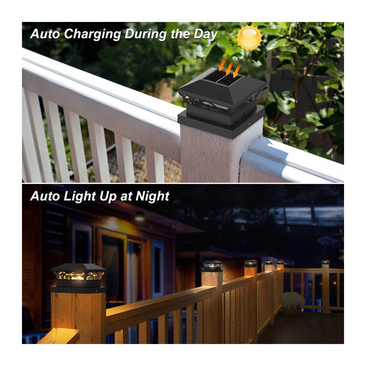 T-SUNRISE Solarleuchte Klassisch Schwarz IP65 LED Außenlampe für Garten Zaun und Terrasse - Bild 4