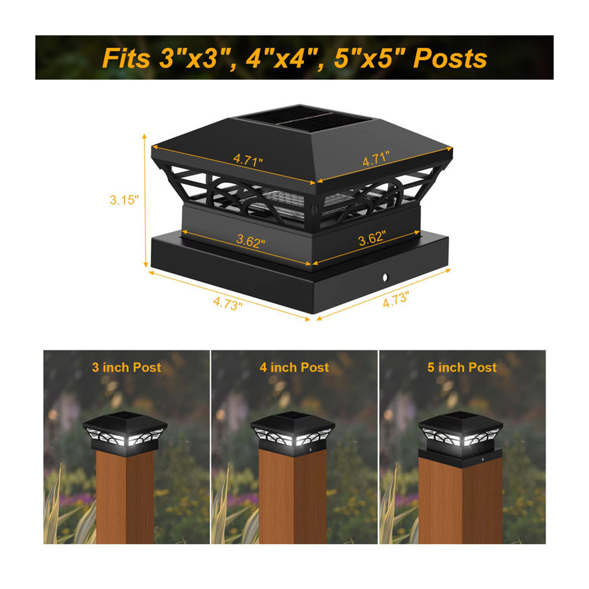 T-SUNRISE Solarleuchte Klassisch Schwarz IP65 LED Außenlampe für Garten Zaun und Terrasse - Bild 6